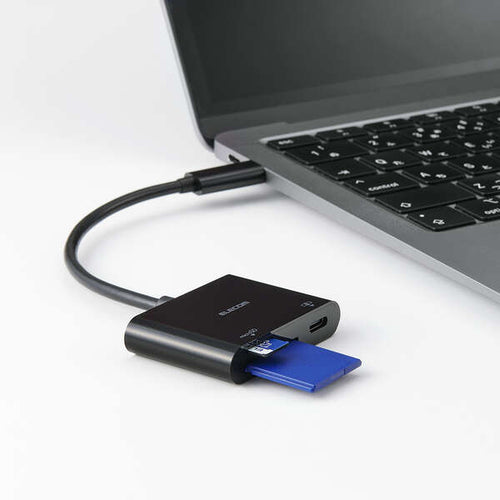 Elecom MR3C-C20PBK Memory Reader USB-C 5Gbps SD/microSD 100W