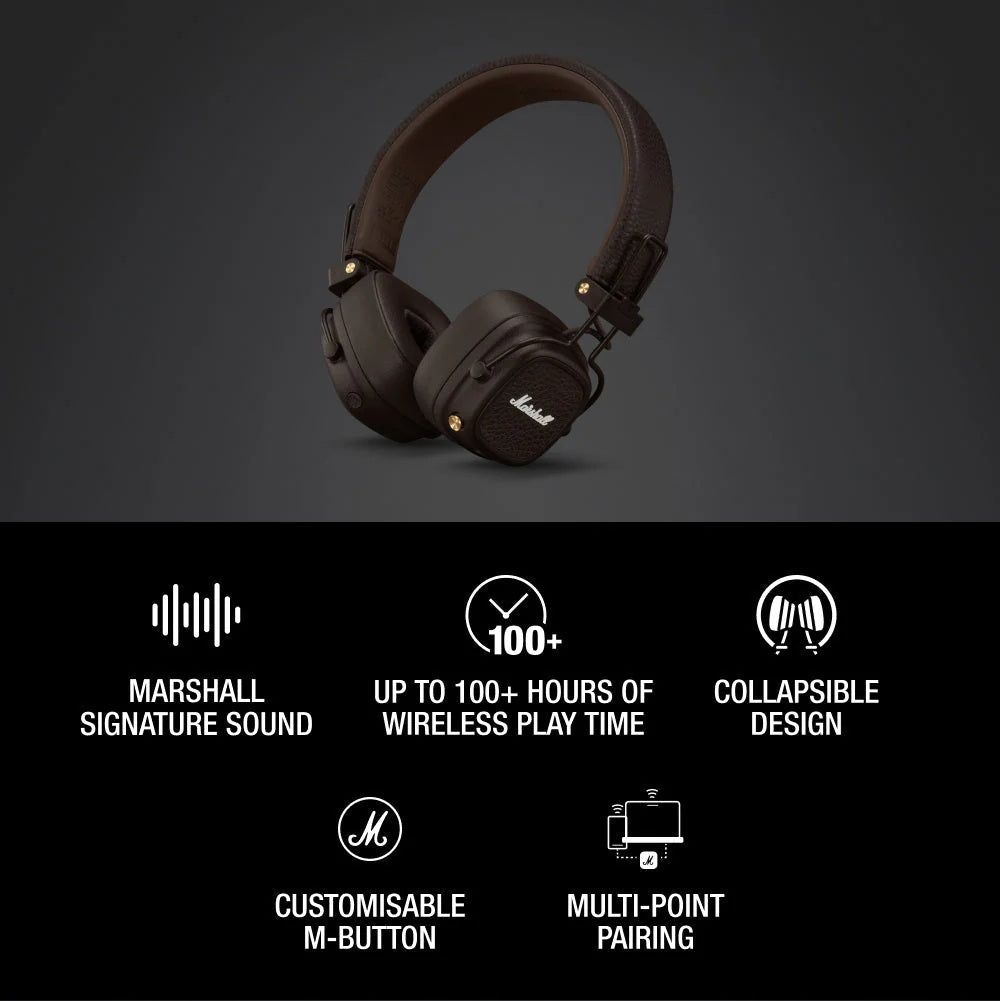 Marshall Major V BT Headphones Brown – Challenger Singapore