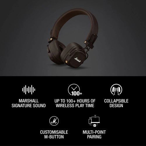 Marshall Major V BT Headphones Brown