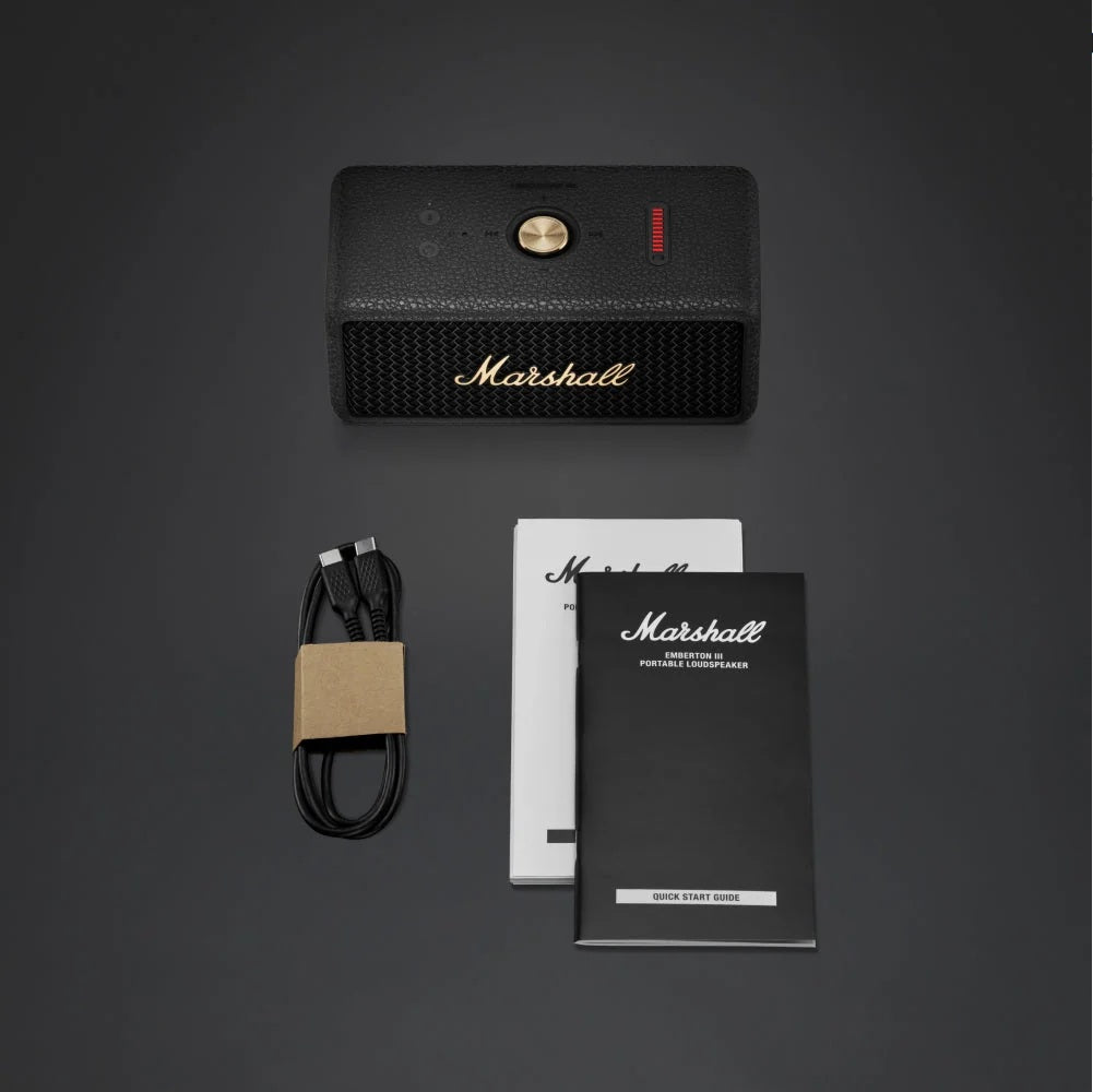 Marshall Emberton III Portable Bluetooth Speaker (Black & Brass)