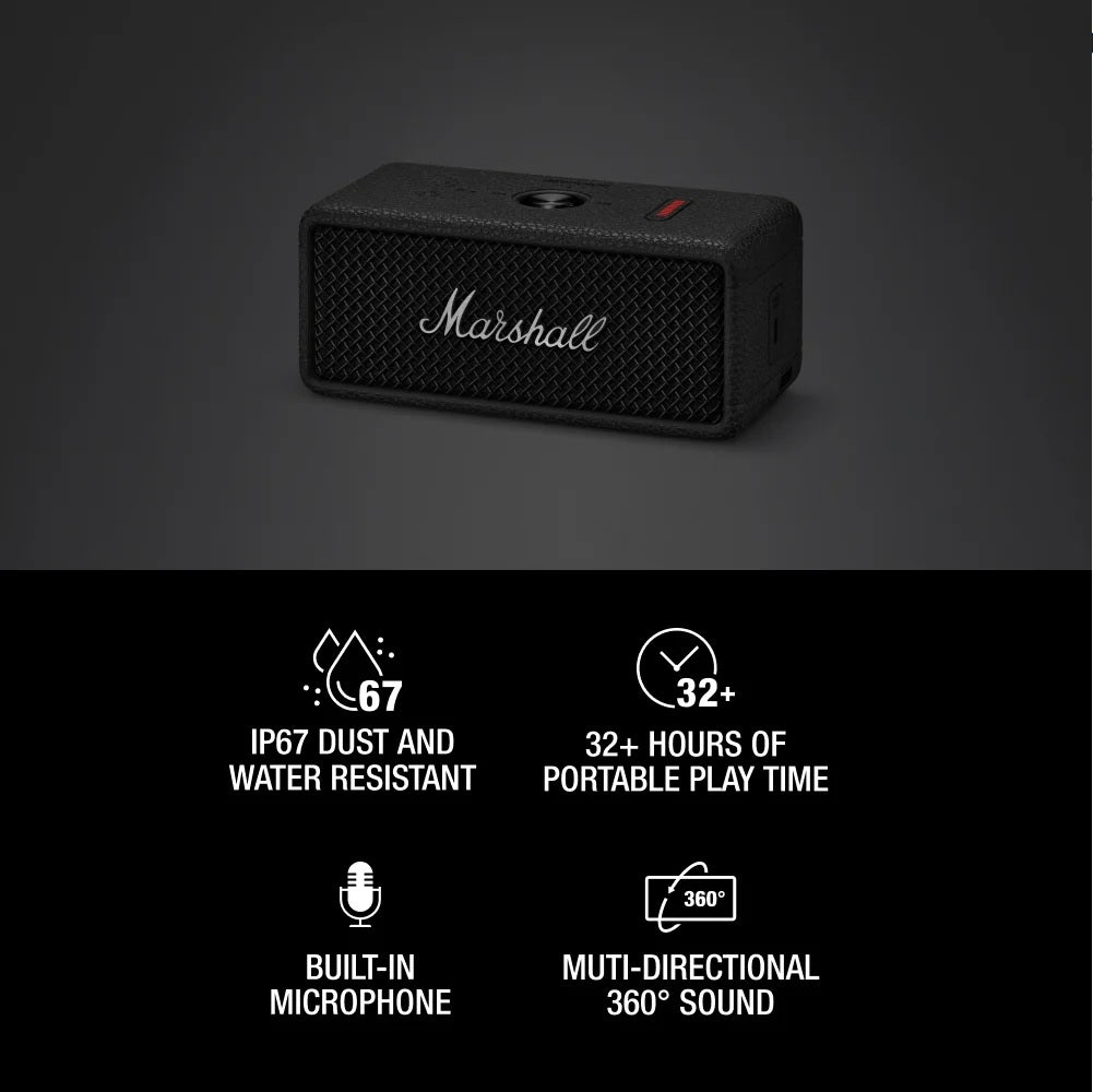 Marshall Emberton III Portable Bluetooth Speakers (Black & Silver)