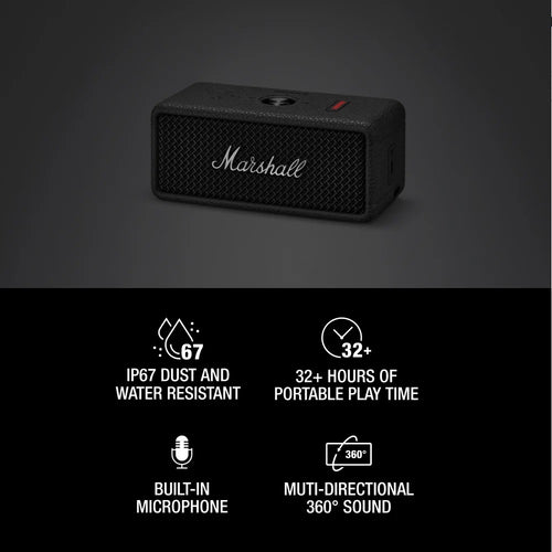 Marshall Emberton III Portable Bluetooth Speakers (Black & Silver)