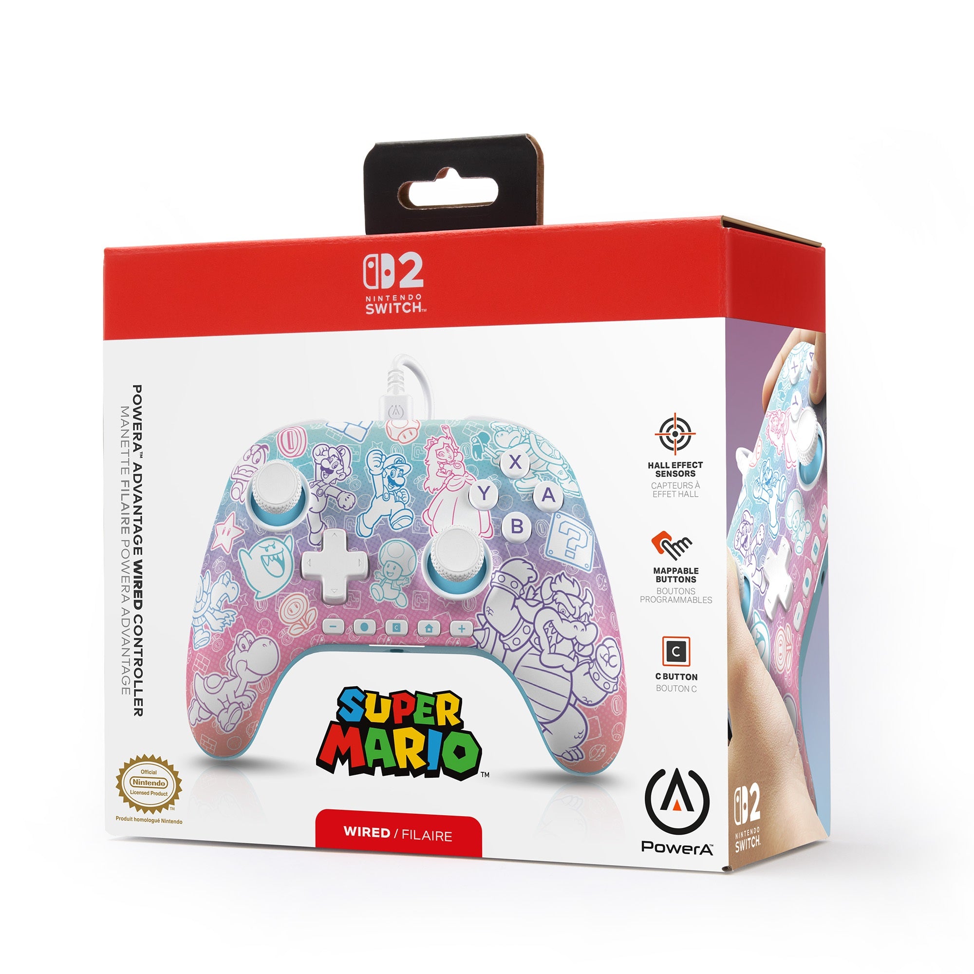 PowerA NSW2 Advantage Wired Controller Mushroom Kingdom