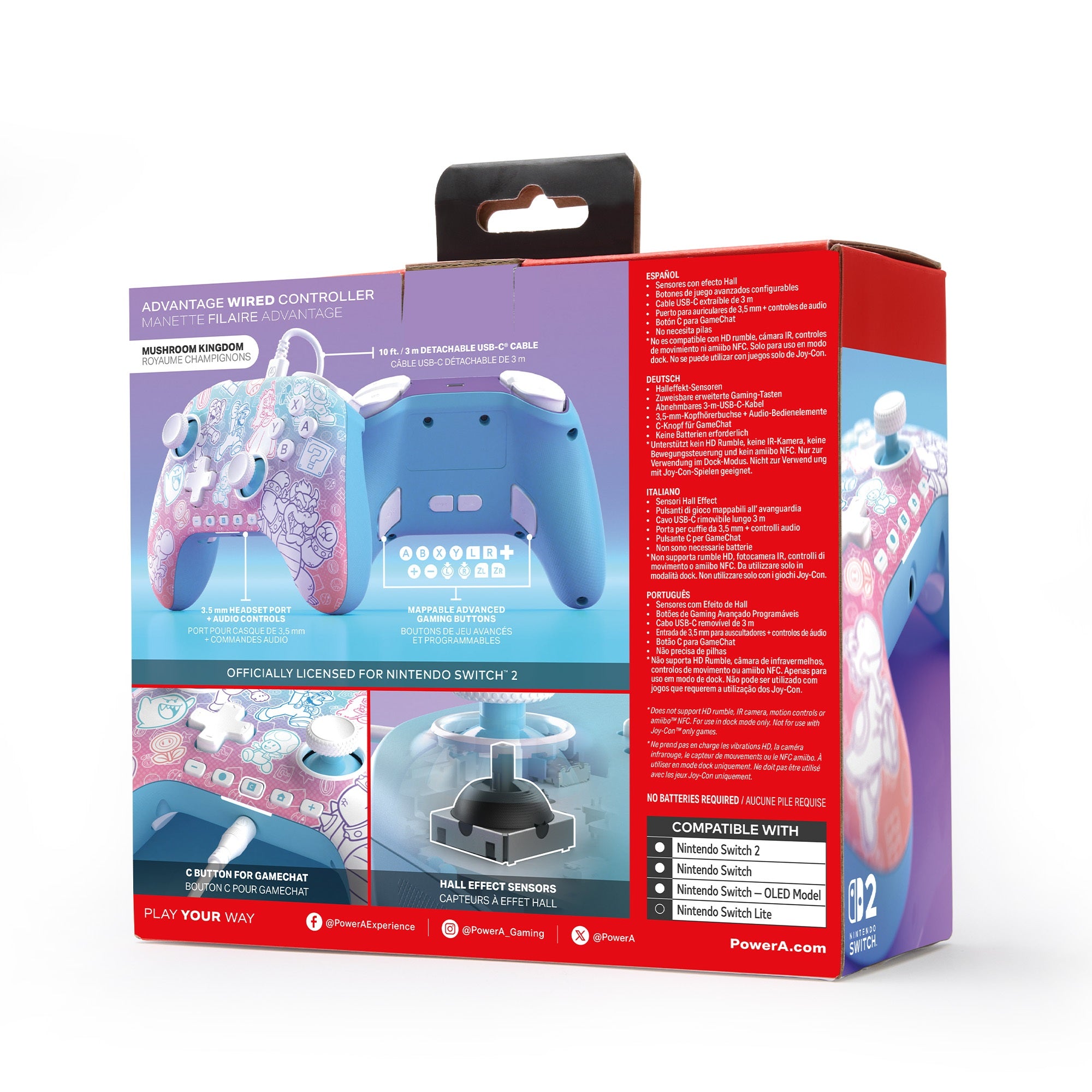 PowerA NSW2 Advantage Wired Controller Mushroom Kingdom
