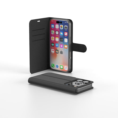 Nbrandz/N-Folio-iPhone 17 Pro Black Folio Leather Wallet Case