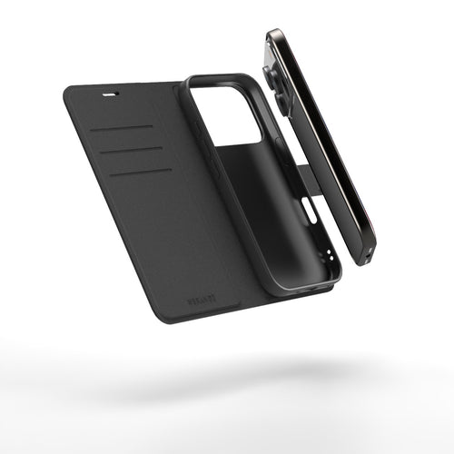 Nbrandz/N-Folio-iPhone 17 Pro Black Folio Leather Wallet Case