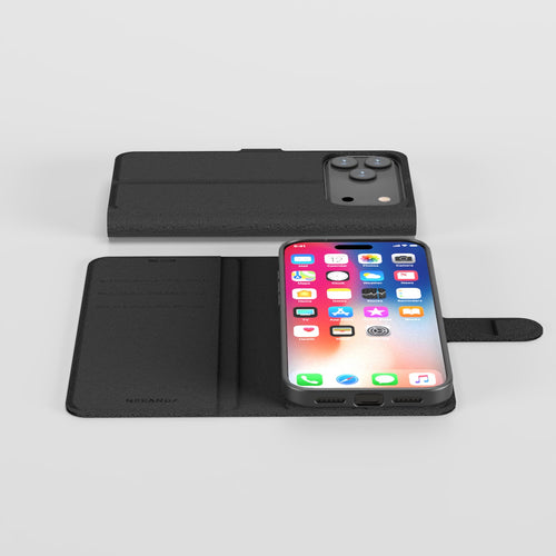 Nbrandz/N-Folio-iPhone 17 Pro Max Black Folio Leather Wallet Case