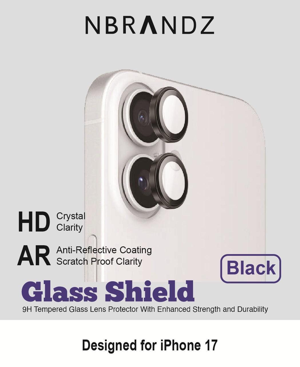 Nbrandz/N-iPhone 17 Black Camera Premium Lens Protector