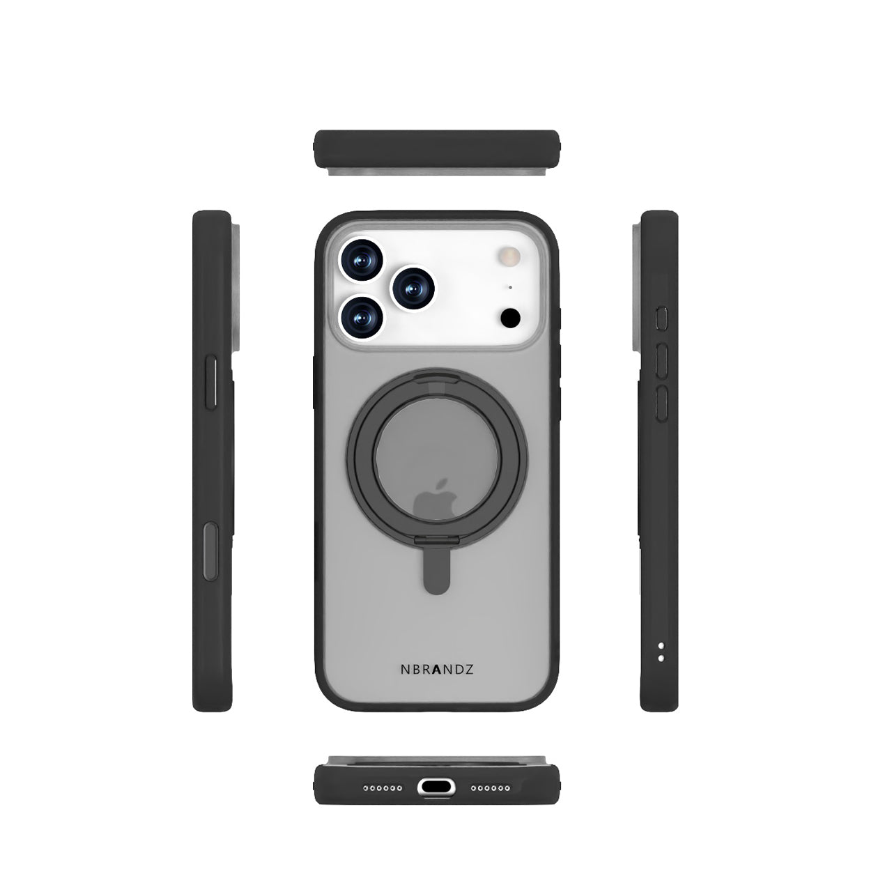 Nbrandz/N-Mag360-iPhone 17 Pro Max Matt Black Mag360 Touch 360 Rotation Protective Case