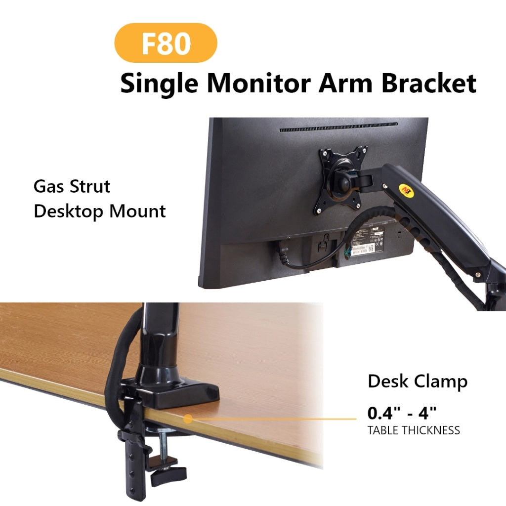 Northbayou F80 Single Monitor Arm (Charcoal Matt)