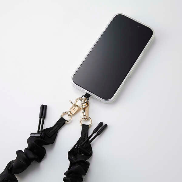 Elecom P-STHSCEBK Smartphone Hand Strap Elegant Light Weight Reduce Shoulder Strain