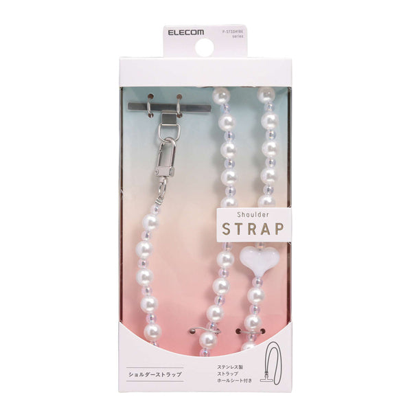 Elecom P-STSDH1BEPALWH Smartphone Shoulder Strap Peal White Light Weight Reduce Shoulder Strain