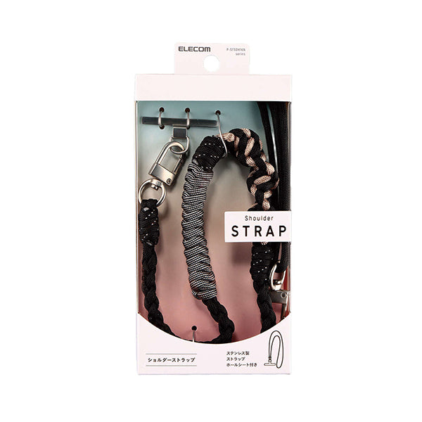 Elecom P-STSDH1KNBK Smartphone Shoulder Strap Knitted (Black)