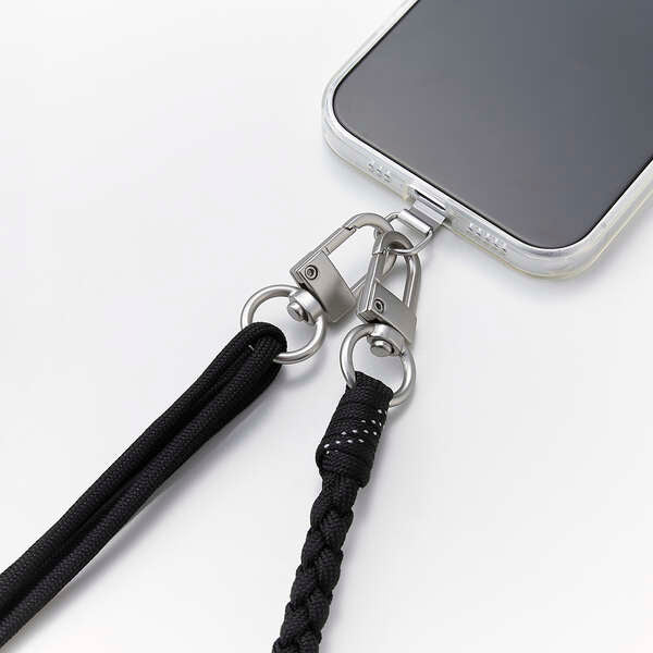 Elecom P-STSDH1KNBK Smartphone Shoulder Strap Knitted (Black)