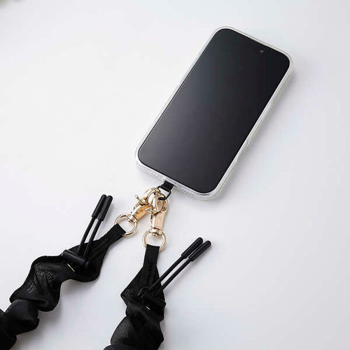 Elecom P-STSDH1SCEBK Smartphone Shoulder Strap Scrunchie Elegant (Black)
