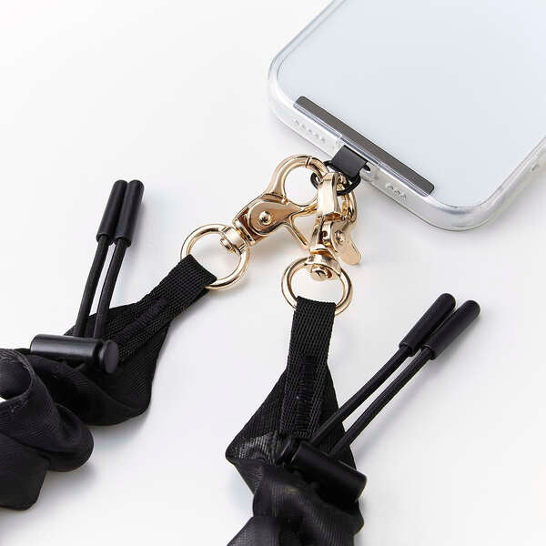 Elecom P-STSDH1SCEBK Smartphone Shoulder Strap Scrunchie Elegant (Black)