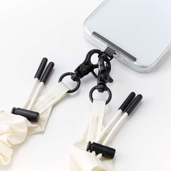 Elecom P-STSDH1SCOIV Smartphone Shoulder Strap Scrunchie (Ivory)
