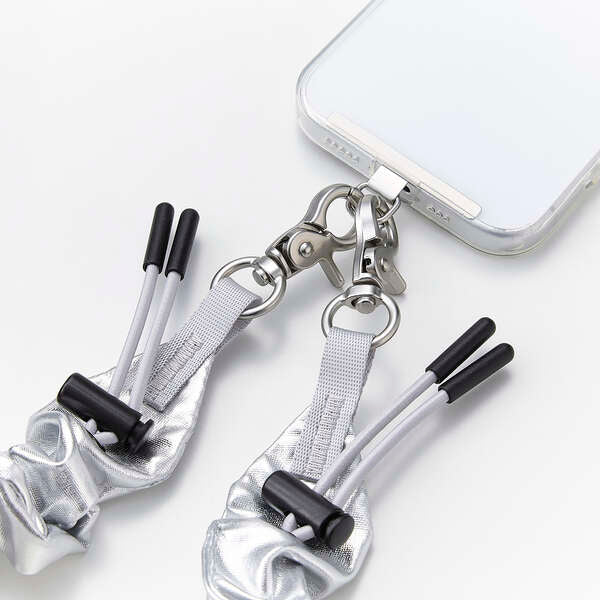 Elecom P-STSDH1SCOSV Smartphone Shoulder Strap Scrunchie (Silver)