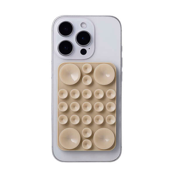 Elecom P-TKPTMAG01BG Takopita Suction Cup Silicone Pad Magnetic Adhesion Square (Beige)