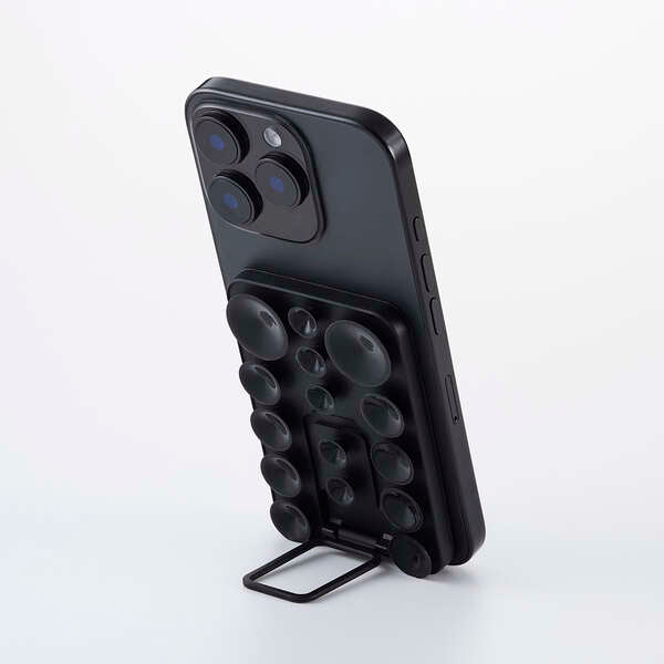 Elecom P-TKPTMAGS01BK Takopita Stand Suction Cup Silicone Pad Magnetic Adhesion Square (Black)