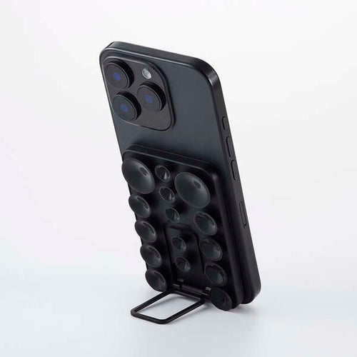 Elecom P-TKPTMAGS01BK Takopita Stand Suction Cup Silicone Pad Magnetic Adhesion Square (Black)