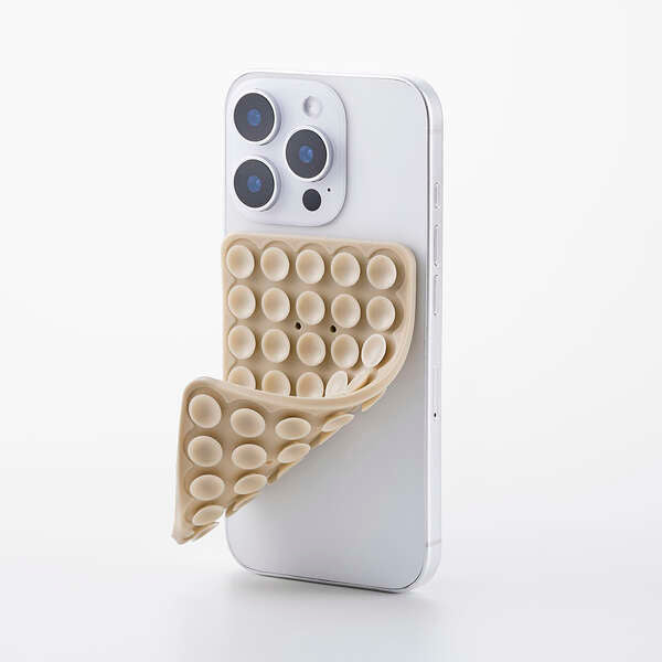 Elecom P-TKPTSUC01BG Takopita Suction Cup Silicone Pad Double-Sided Suction Cup Type (Beige)