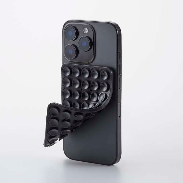 Elecom P-TKPTSUC01BK Takopita Suction Cup Silicone Pad Double-Sided Suction Cup Type (Black)