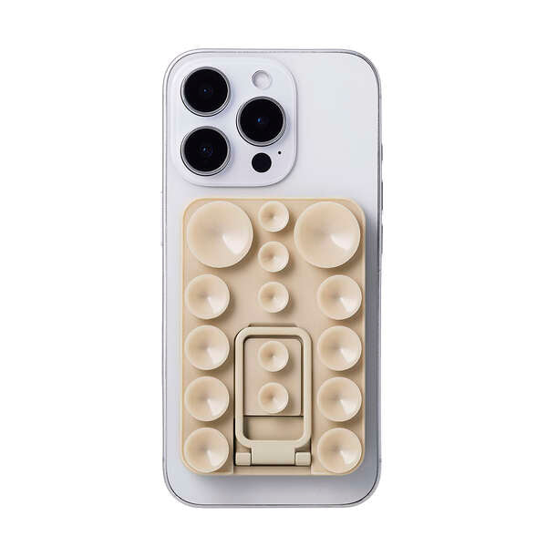 Elecom P-TKPTSUCS01BG Takopita Stand Suction Cup Silicone Pad Double Sided Suction Cup Type (Beige)