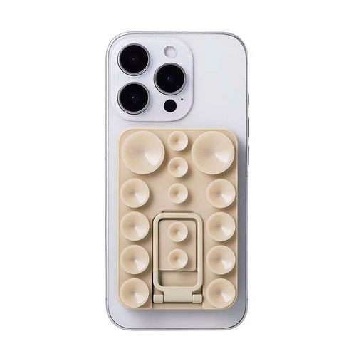 Elecom P-TKPTSUCS01BG Takopita Stand Suction Cup Silicone Pad Double Sided Suction Cup Type (Beige)