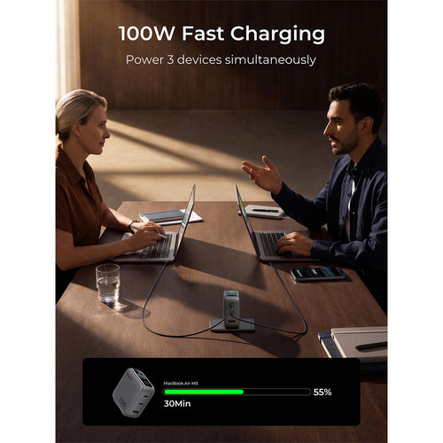 Aukey PA-B9U Nova PinS 100W GaN Wall Charger with Interchangeable Plugs (Grey)