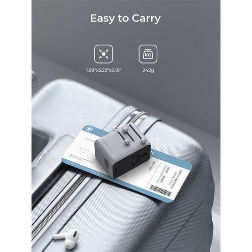 Aukey PA-TA14 Globe Reel 70W GaN Universal Adapter with Retractable Cable - Gray