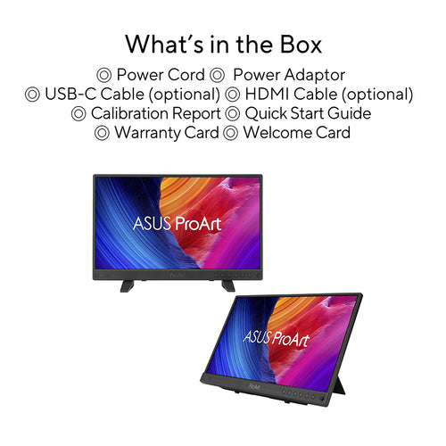 Asus ProArt PA16USV - 15.6 UHD IPS HDMI USB-C Professional Portable Monitor