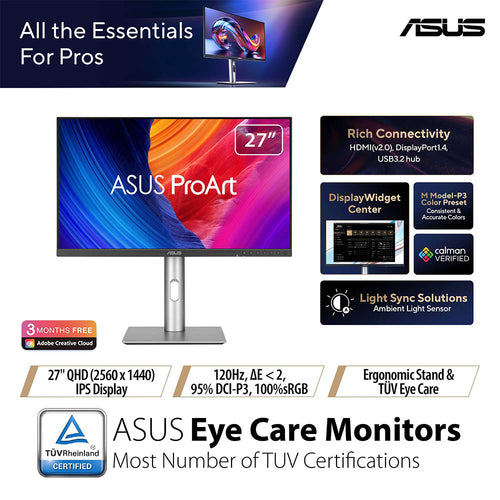 Asus ProArt PA278QGV - 27 QHD IPS 120Hz Professional Monitor