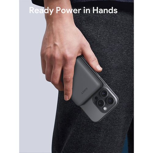 Aukey PB-MS04 MagFusion Slim 10000mAh Magnetic Wireless Charging Power Bank (CCC-Certified) - Gray