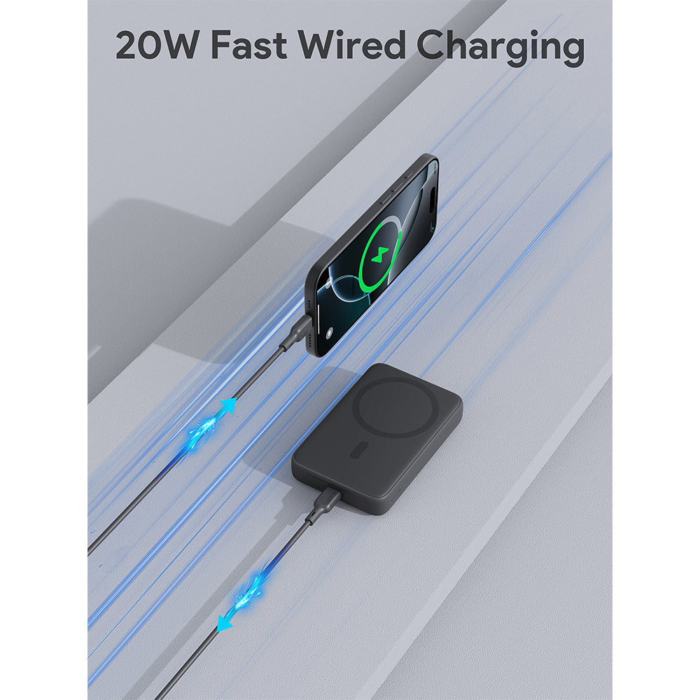 Aukey PB-MS04 MagFusion Slim 10000mAh Magnetic Wireless Charging Power Bank (CCC-Certified) - Gray