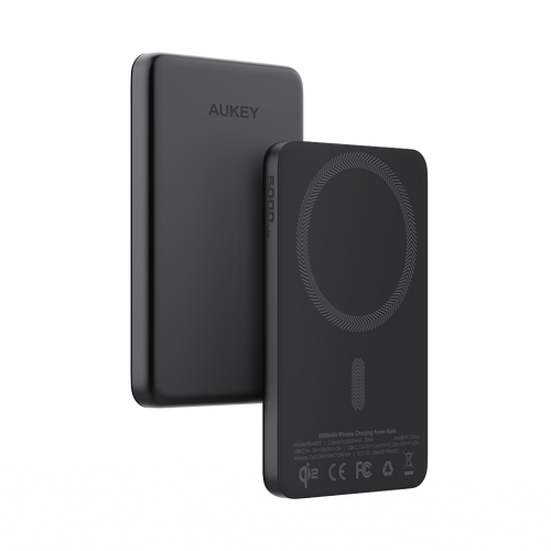 Aukey PB-MS07A MagFusion M 5,000mAh Qi2 Magnetic Wireless Power Bank (CCC-Certified) - Dark Gray