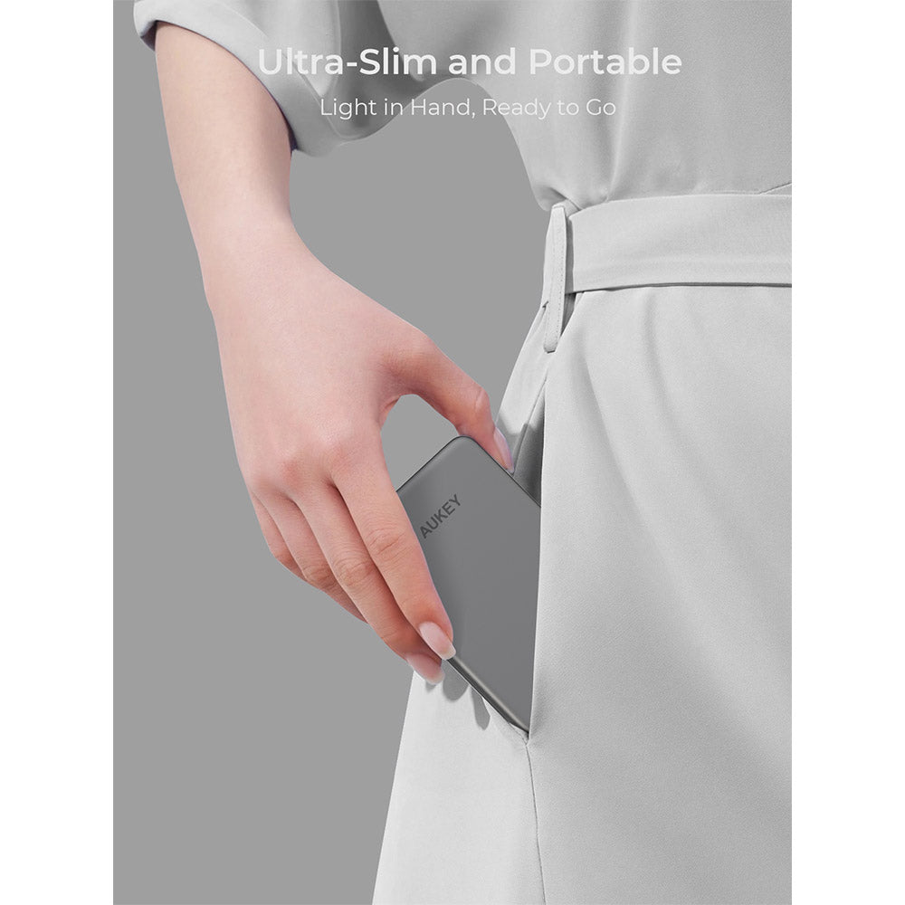Aukey PB-MS07A MagFusion M 5,000mAh Qi2 Magnetic Wireless Power Bank (CCC-Certified) - Dark Gray