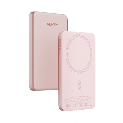 Aukey PB-MS07A MagFusion M 5,000mAh Qi2 Magnetic Wireless Power Bank (CCC-Certified) - Dawn Peach