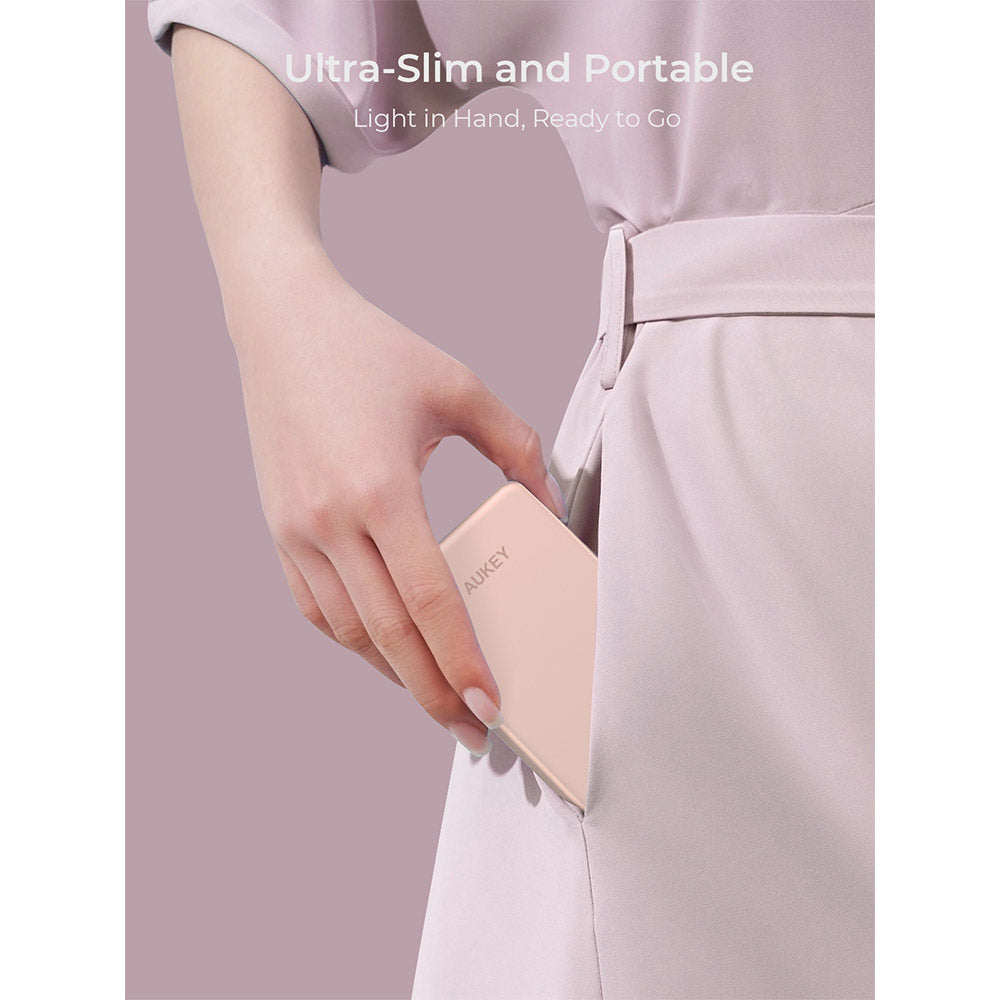 Aukey PB-MS07A MagFusion M 5,000mAh Qi2 Magnetic Wireless Power Bank (CCC-Certified) - Dawn Peach