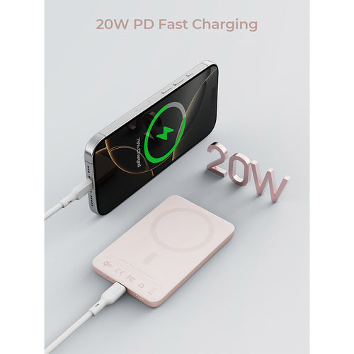 Aukey PB-MS07A MagFusion M 5,000mAh Qi2 Magnetic Wireless Power Bank (CCC-Certified) - Dawn Peach