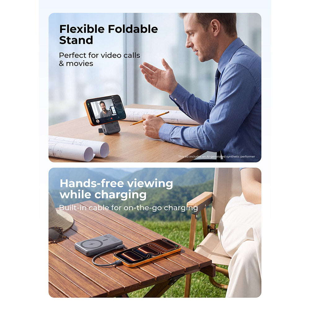 AUKEY PB-MS20 MagFusion Vista 10,000mAh 15W Magnetic Wireless Charging Power Bank - Silver