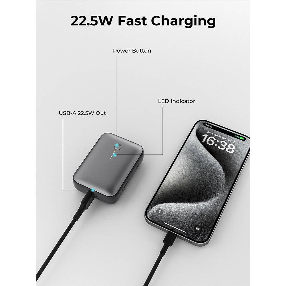 Aukey PB-Y55 Spark Mini 10,000mAh 20W Fast Charging Mini Power Bank (CCC-Certified) - Gray