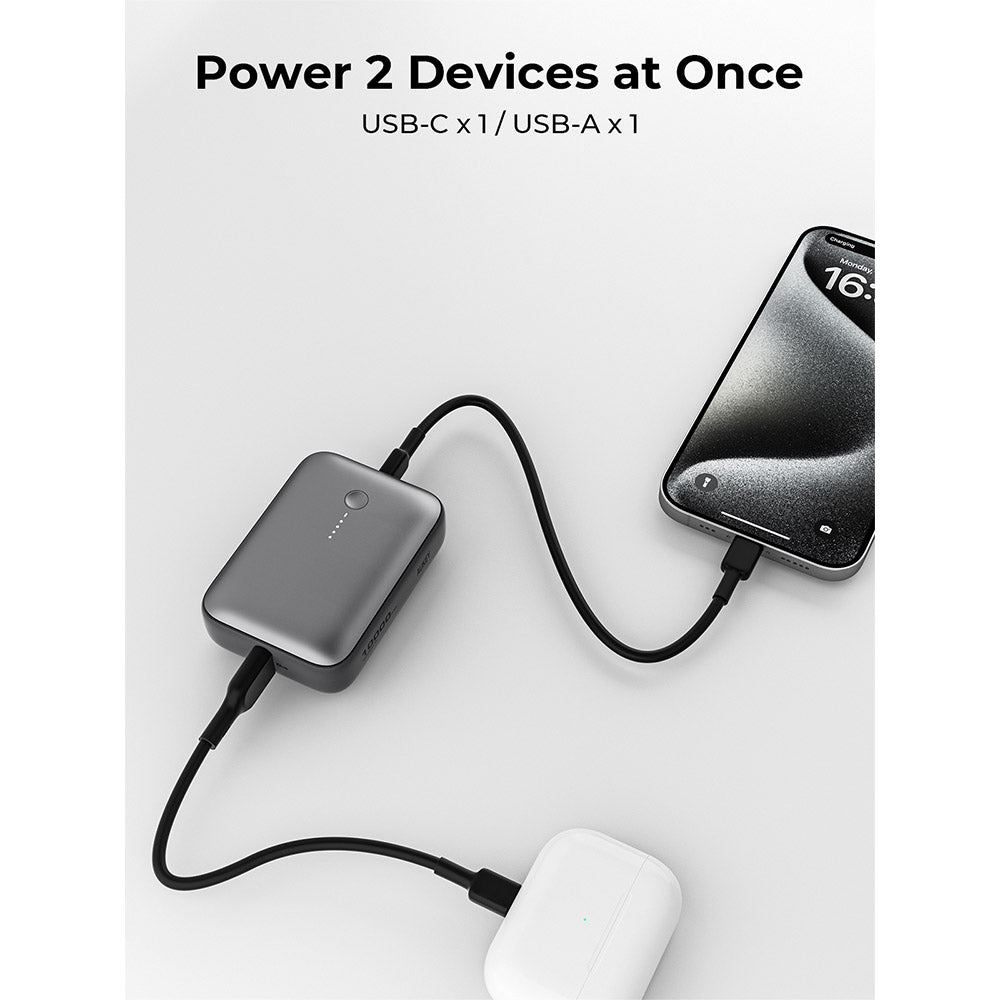 Aukey PB-Y55 Spark Mini 10,000mAh 20W Fast Charging Mini Power Bank (CCC-Certified) - Gray