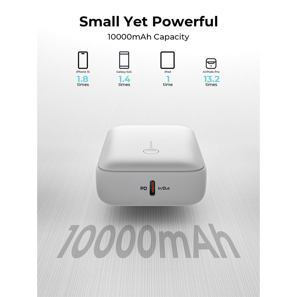 Aukey PB-Y55 Spark Mini 10,000mAh 20W Fast Charging Mini Power Bank (CCC-Certified) - Frost White