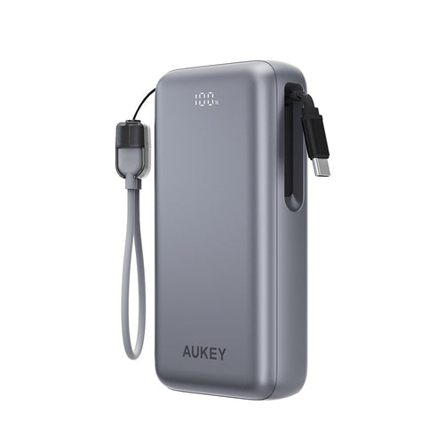 Aukey PB-Y94 Swivel Det 20,000mAh 65W Power Bank with Detachable Cable (Grey)