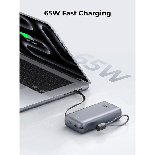 Aukey PB-Y94 Swivel Det 20,000mAh 65W Power Bank with Detachable Cable (Grey)