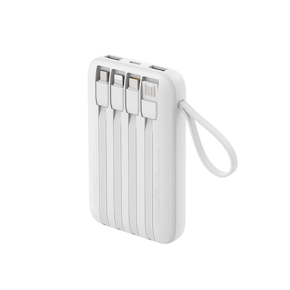 Aukey PB-Y95 Swivel Quad 10,000mAh 22.5W Power Bank with 4 Built-In Charging Cables - Silver