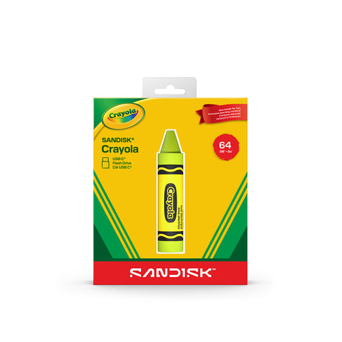 SanDisk Crayola 64GB USB-C Flash Drive (Electric Lime)