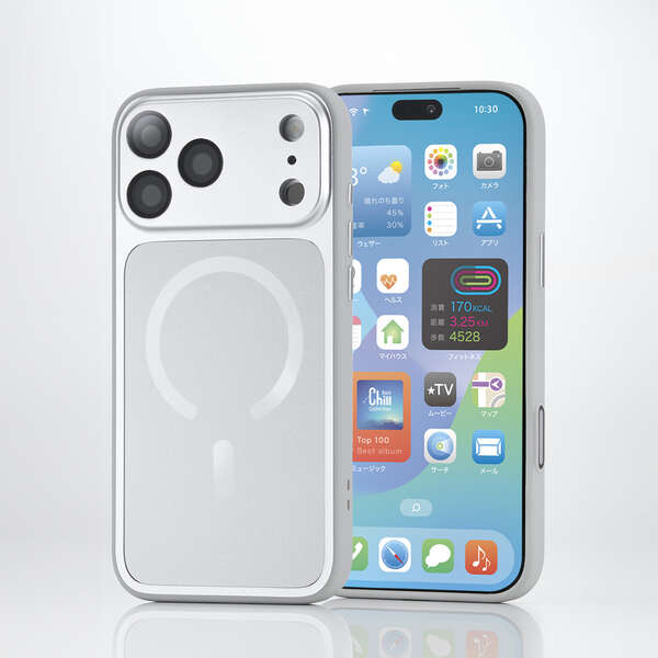 Elecom iPhone 18 Pro Max Hybrid Aluminum Case Extreme MAGKEEP - Silver