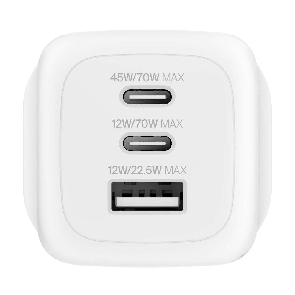 Belkin WCH018myWH 70W 3-Port Small Wall Charger